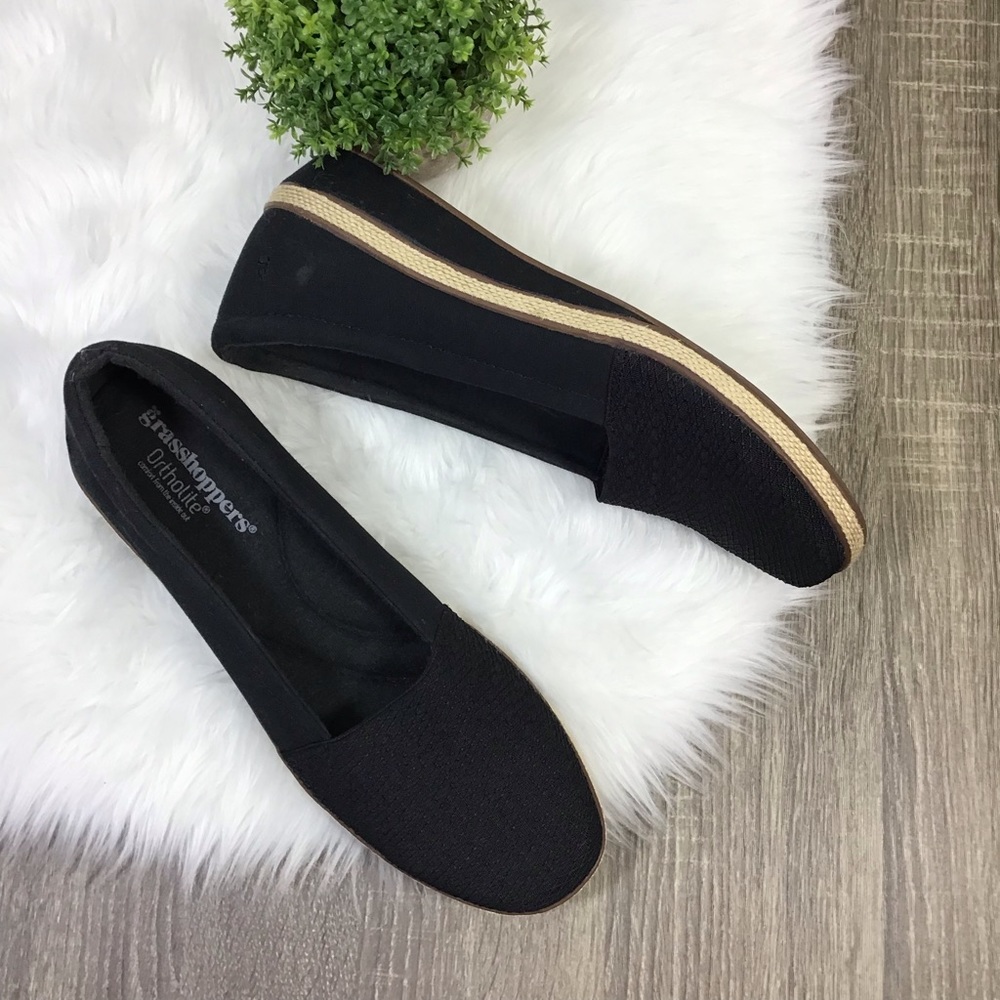 Grasshoppers Black Canvas Jute Wedge Size 11